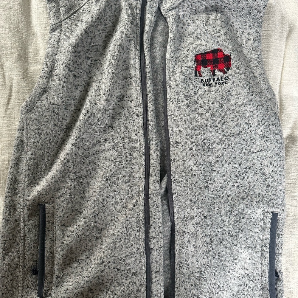 Gray Buffalo New York Vest with Red Plaid Logo